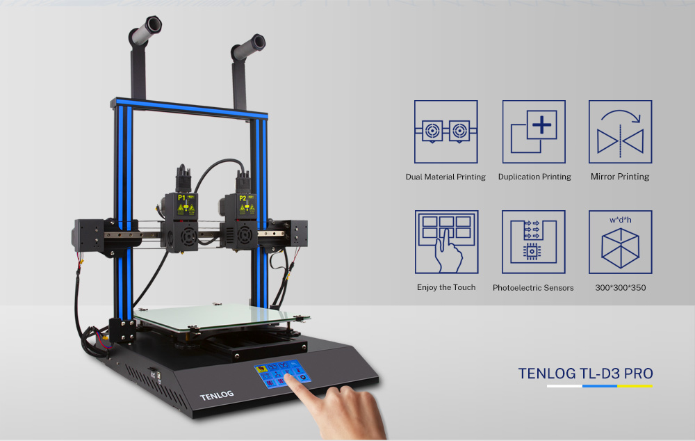 المهنية طابعة الطارد المزدوج الصانع tenlog 3D